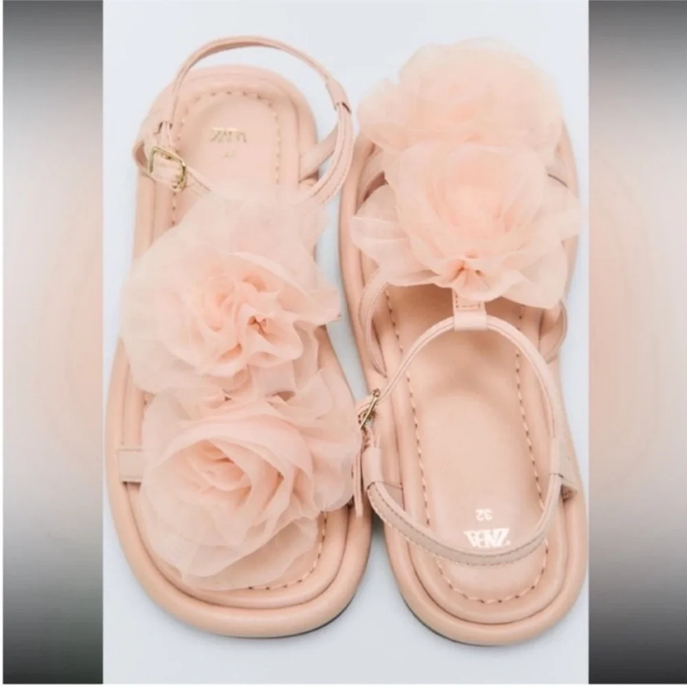 Zara Kids, Pink , MAXI FLOWER SANDALS , 12½ ( 7.4 inches )